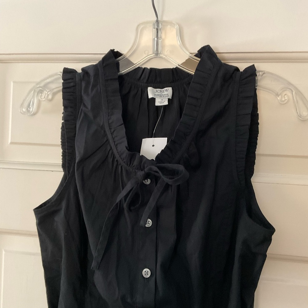 J.Crew Ruffle tie-neck mini dress Black Size 4 NWT Minimalist Contemporary Basic - Picture 5 of 10